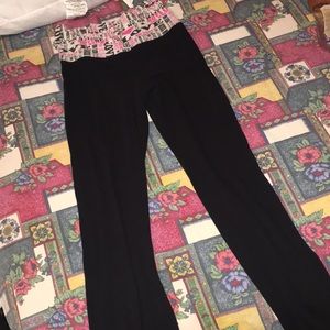 Yoga Pants with wording on the white area